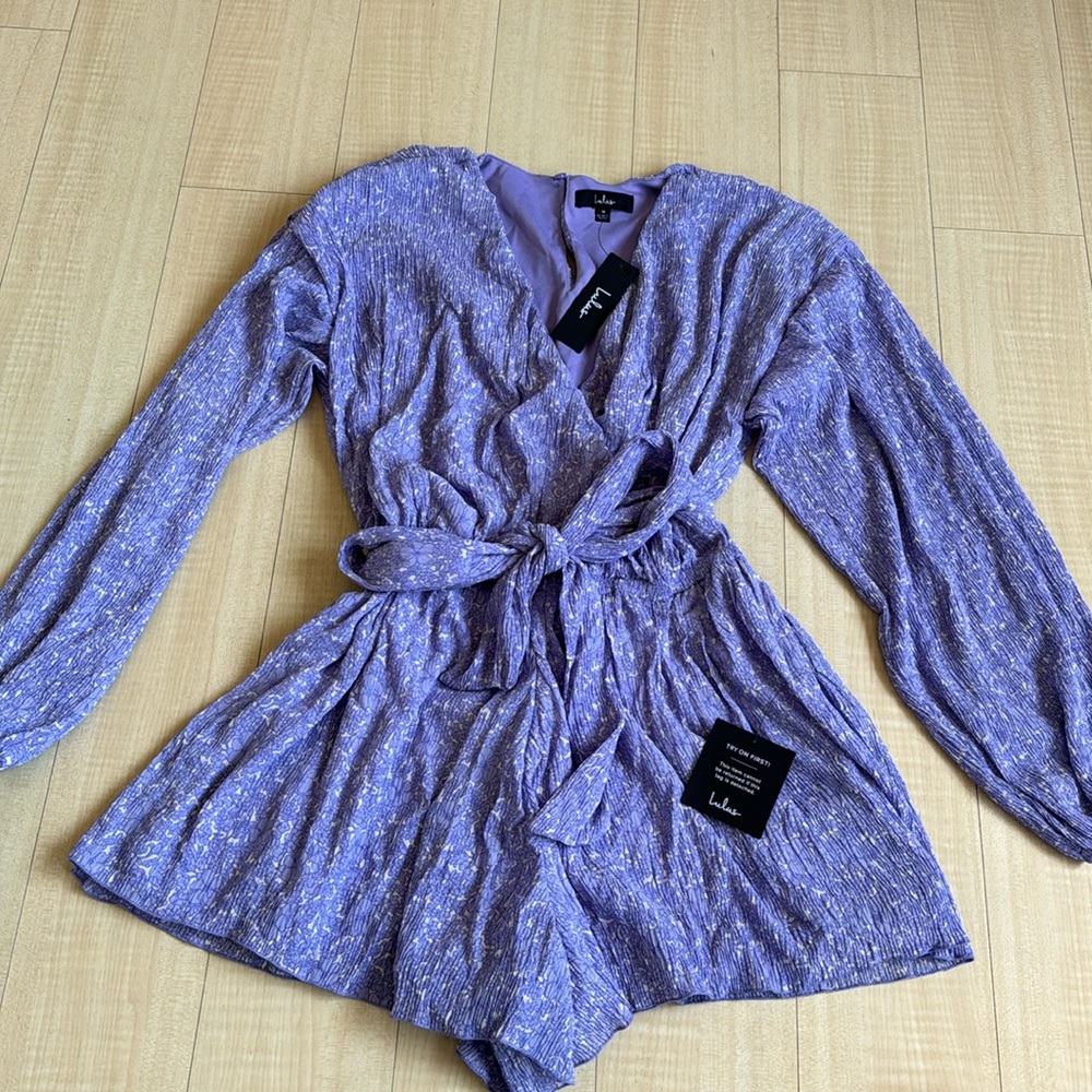 Purple floral romper